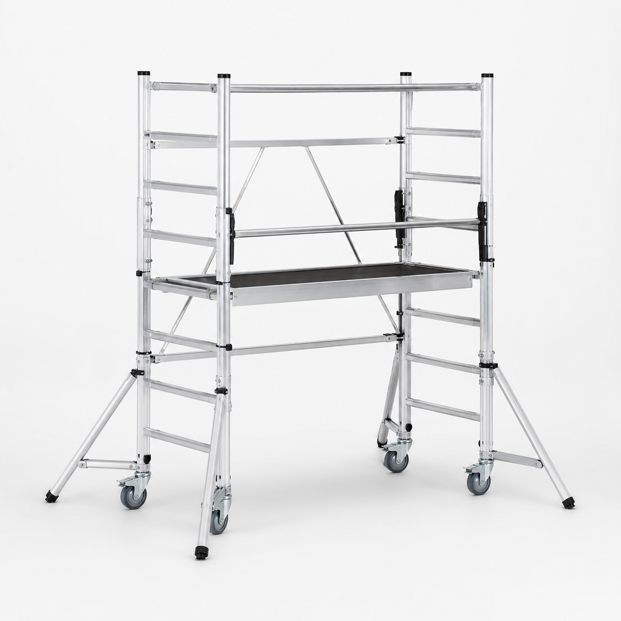 Narrow mobile aluminium scaffold tower